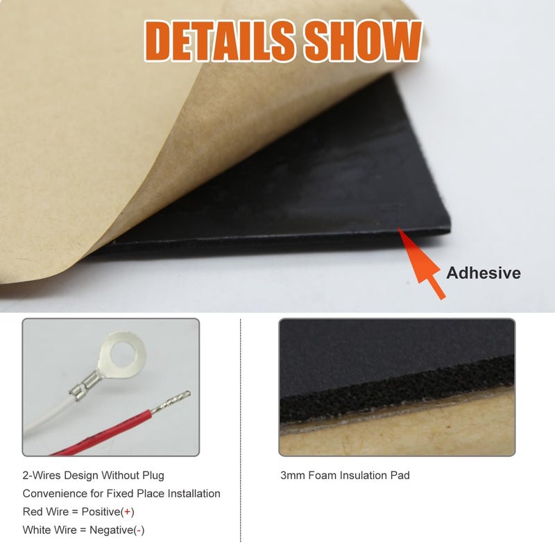 FACON 6" x 18" RV Pipe Heater Pad - 2Packs, Work for 1-1/2" Pipe, Heating Pad for RV, Camper, Travel Trailer and Motorhome Water Tank System, DC 12Volts-13.5Volts - Image 5